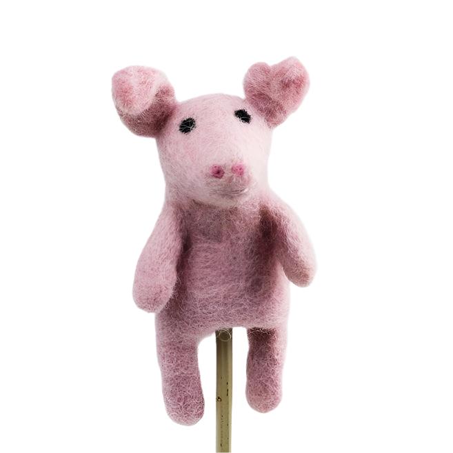 Felted Wool Finger Puppet - Pig